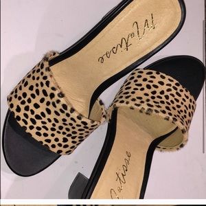 New Leopard cheetah print slip on heeled sandals